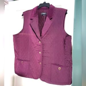 Talbots | Purple Quilted Button Down Vest EUC Size XL